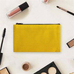 Yellow Lego Texture, Macro, Yellow Dots Background Cosmetic Bag (Small) from ArtsNow.com Front