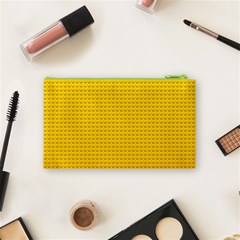 Yellow Lego Texture, Macro, Yellow Dots Background Cosmetic Bag (Small) from ArtsNow.com Back