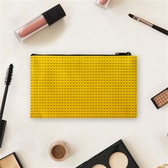 Yellow Lego Texture, Macro, Yellow Dots Background Cosmetic Bag (Small) from ArtsNow.com Back