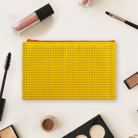 Yellow Lego Texture, Macro, Yellow Dots Background Cosmetic Bag (Medium) from ArtsNow.com Front