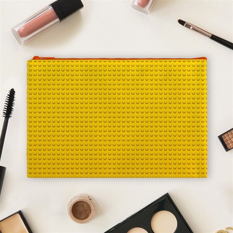 Yellow Lego Texture, Macro, Yellow Dots Background Cosmetic Bag (Large) from ArtsNow.com Front