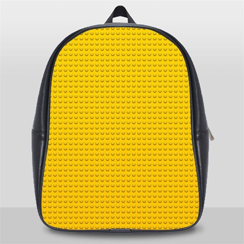 Yellow Lego Texture, Macro, Yellow Dots Background School Bag (Large) from ArtsNow.com Front