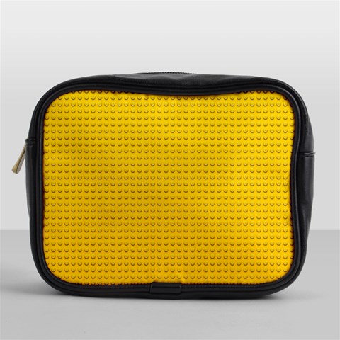 Yellow Lego Texture, Macro, Yellow Dots Background Mini Toiletries Bag (One Side) from ArtsNow.com Front