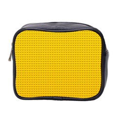 Yellow Lego Texture, Macro, Yellow Dots Background Mini Toiletries Bag (Two Sides) from ArtsNow.com Front