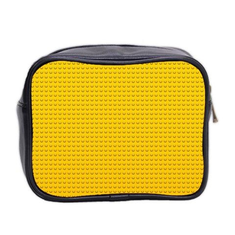 Yellow Lego Texture, Macro, Yellow Dots Background Mini Toiletries Bag (Two Sides) from ArtsNow.com Back