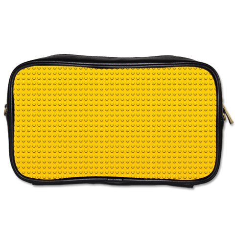 Yellow Lego Texture, Macro, Yellow Dots Background Toiletries Bag (One Side) from ArtsNow.com Front