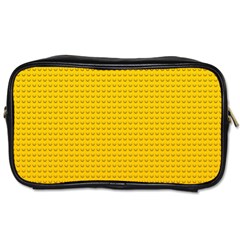 Yellow Lego Texture, Macro, Yellow Dots Background Toiletries Bag (Two Sides) from ArtsNow.com Front