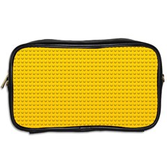 Yellow Lego Texture, Macro, Yellow Dots Background Toiletries Bag (Two Sides) from ArtsNow.com Back