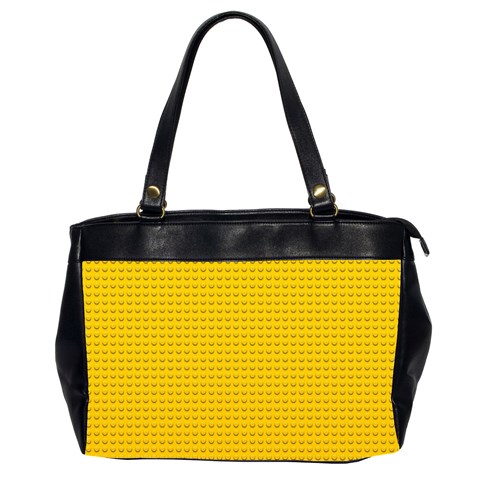 Yellow Lego Texture, Macro, Yellow Dots Background Oversize Office Handbag (2 Sides) from ArtsNow.com Front