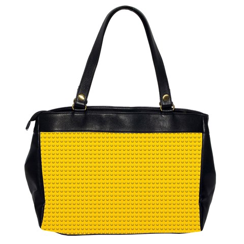 Yellow Lego Texture, Macro, Yellow Dots Background Oversize Office Handbag (2 Sides) from ArtsNow.com Back