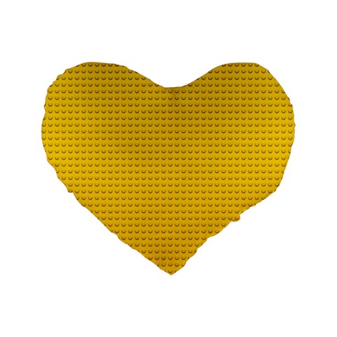 Yellow Lego Texture, Macro, Yellow Dots Background Standard 16  Premium Heart Shape Cushions from ArtsNow.com Front