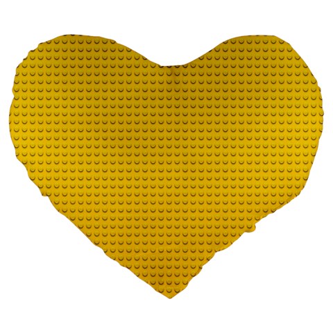 Yellow Lego Texture, Macro, Yellow Dots Background Large 19  Premium Heart Shape Cushions from ArtsNow.com Front