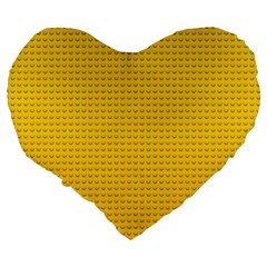 Yellow Lego Texture, Macro, Yellow Dots Background Large 19  Premium Heart Shape Cushions from ArtsNow.com Back