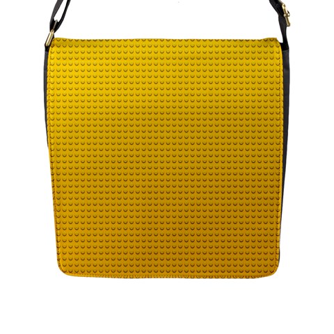 Yellow Lego Texture, Macro, Yellow Dots Background Flap Closure Messenger Bag (L) from ArtsNow.com Front