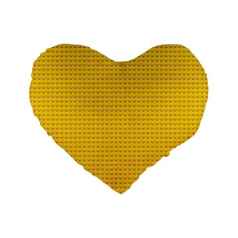 Yellow Lego Texture, Macro, Yellow Dots Background Standard 16  Premium Flano Heart Shape Cushions from ArtsNow.com Front