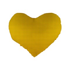 Yellow Lego Texture, Macro, Yellow Dots Background Standard 16  Premium Flano Heart Shape Cushions from ArtsNow.com Back