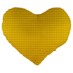 Yellow Lego Texture, Macro, Yellow Dots Background Large 19  Premium Flano Heart Shape Cushions from ArtsNow.com Front