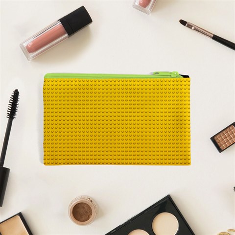 Yellow Lego Texture, Macro, Yellow Dots Background Cosmetic Bag (XS) from ArtsNow.com Back