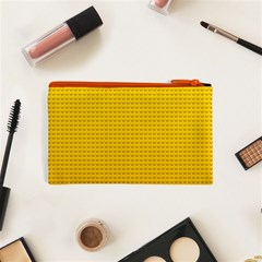 Yellow Lego Texture, Macro, Yellow Dots Background Cosmetic Bag (XS) from ArtsNow.com Back