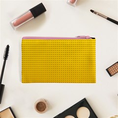 Yellow Lego Texture, Macro, Yellow Dots Background Cosmetic Bag (XS) from ArtsNow.com Back