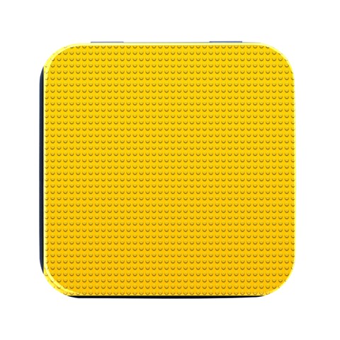 Yellow Lego Texture, Macro, Yellow Dots Background Square Metal Box (Black) from ArtsNow.com Front