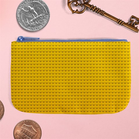 Yellow Lego Texture, Macro, Yellow Dots Background Large Coin Purse from ArtsNow.com Front