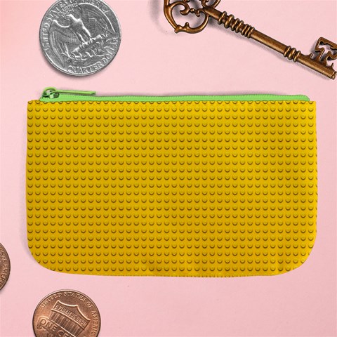 Yellow Lego Texture, Macro, Yellow Dots Background Large Coin Purse from ArtsNow.com Front