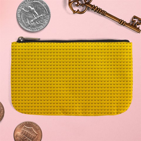 Yellow Lego Texture, Macro, Yellow Dots Background Large Coin Purse from ArtsNow.com Front