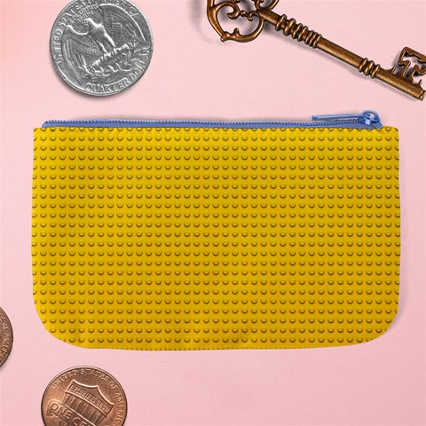 Yellow Lego Texture, Macro, Yellow Dots Background Large Coin Purse from ArtsNow.com Back