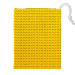 Yellow Lego Texture, Macro, Yellow Dots Background Drawstring Pouch (5XL) from ArtsNow.com Front