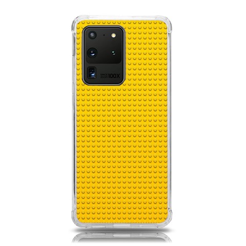 Yellow Lego Texture, Macro, Yellow Dots Background Samsung Galaxy S20 Ultra 6.9 Inch TPU UV Case from ArtsNow.com Front