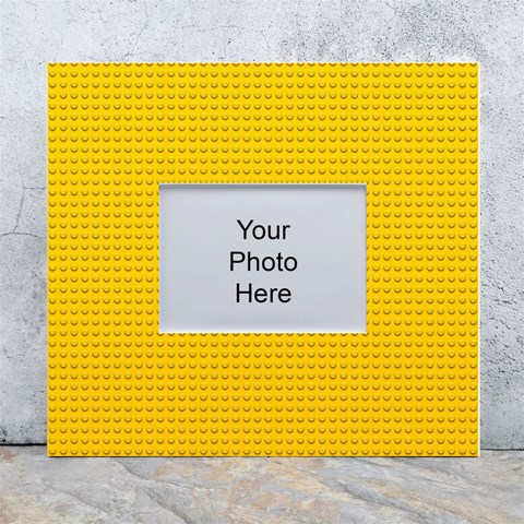 Yellow Lego Texture, Macro, Yellow Dots Background White Wall Photo Frame 5  x 7  from ArtsNow.com Front