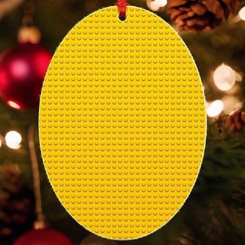 Yellow Lego Texture, Macro, Yellow Dots Background UV Print Acrylic Ornament Oval from ArtsNow.com Front