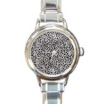 Zebra Skin, Vector Textures, White Black Background Round Italian Charm Watch