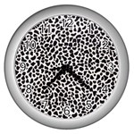 Zebra Skin, Vector Textures, White Black Background Wall Clock (Silver)