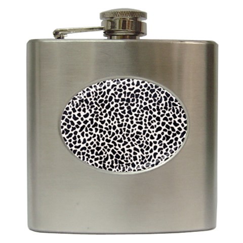 Zebra Skin, Vector Textures, White Black Background Hip Flask (6 oz) from ArtsNow.com Front