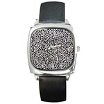 Zebra Skin, Vector Textures, White Black Background Square Metal Watch