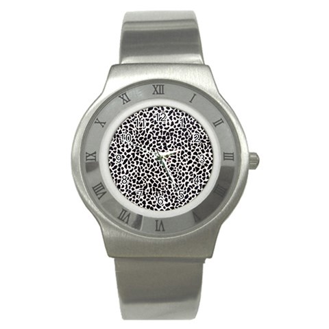 Zebra Skin, Vector Textures, White Black Background Stainless Steel Watch from ArtsNow.com Front