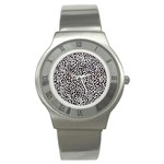 Zebra Skin, Vector Textures, White Black Background Stainless Steel Watch