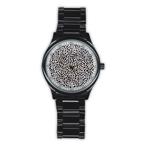 Zebra Skin, Vector Textures, White Black Background Stainless Steel Round Watch from ArtsNow.com Front