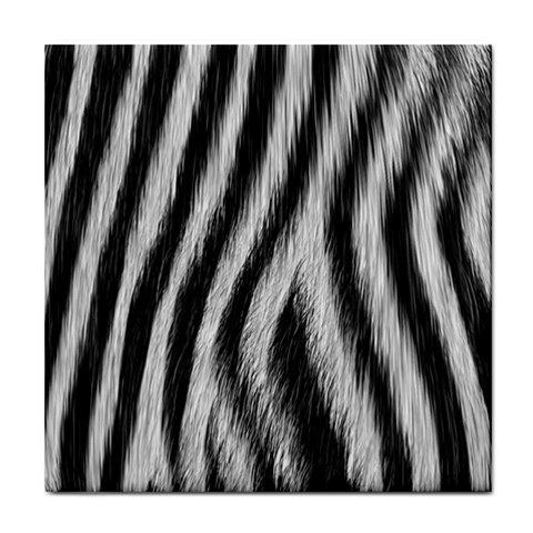 Zebra Texture, Zebra Wool, White Black Background Tile Coaster from ArtsNow.com Front