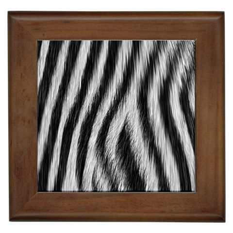 Zebra Texture, Zebra Wool, White Black Background Framed Tile from ArtsNow.com Front