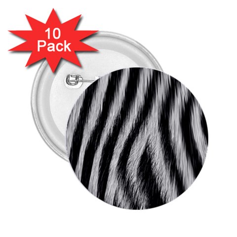 Zebra Texture, Zebra Wool, White Black Background 2.25  Buttons (10 pack)  from ArtsNow.com Front