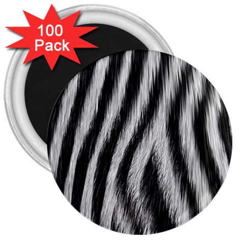 Zebra Texture, Zebra Wool, White Black Background 3  Magnets (100 pack) from ArtsNow.com Front