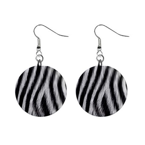 Zebra Texture, Zebra Wool, White Black Background Mini Button Earrings from ArtsNow.com Front