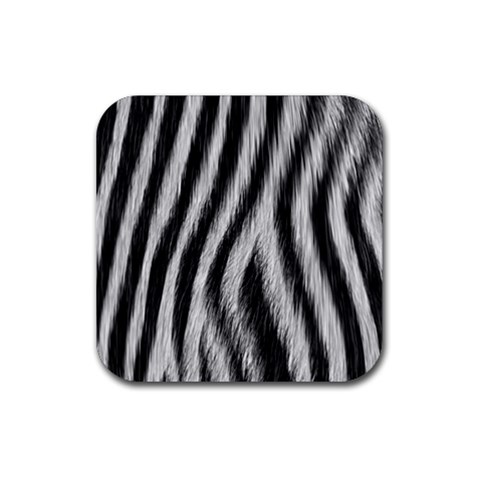 Zebra Texture, Zebra Wool, White Black Background Rubber Coaster (Square) from ArtsNow.com Front