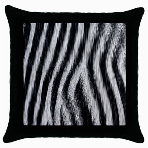 Zebra Texture, Zebra Wool, White Black Background Throw Pillow Case (Black) from ArtsNow.com Front