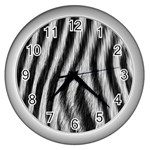 Zebra Texture, Zebra Wool, White Black Background Wall Clock (Silver)