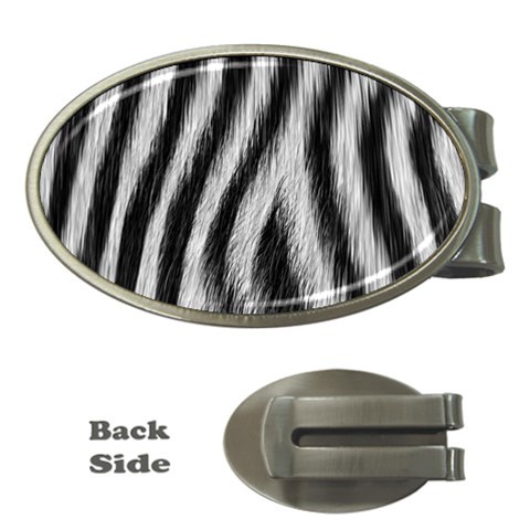 Zebra Texture, Zebra Wool, White Black Background Money Clips (Oval)  from ArtsNow.com Front