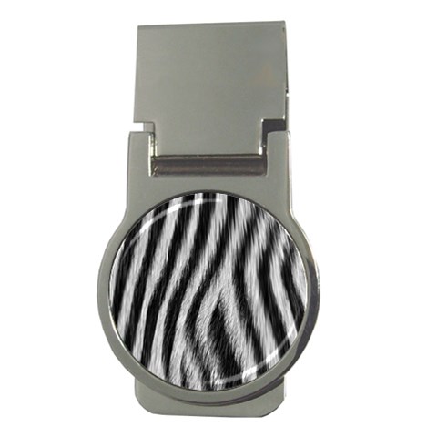 Zebra Texture, Zebra Wool, White Black Background Money Clips (Round)  from ArtsNow.com Front